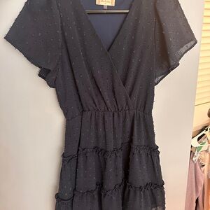 Altar'd State Navy Ruffle Mini Dress